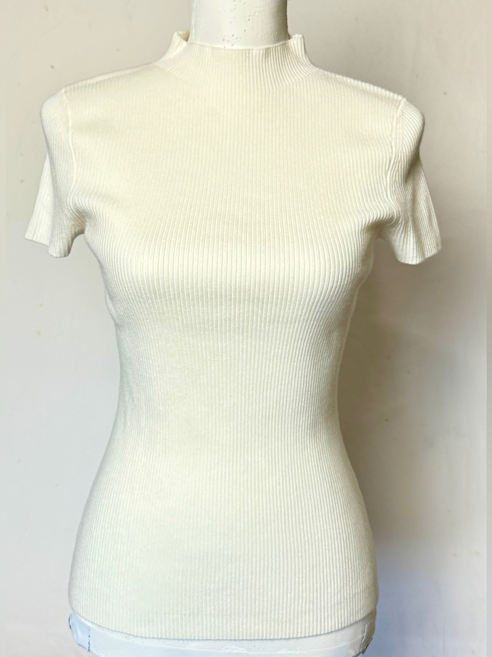 Open Edit by Nordstrom ribbed short-sleeve mock turtleneck top Women’s S | dd1